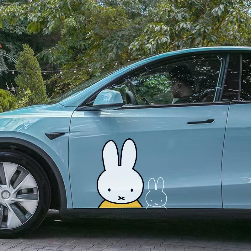 Car Accessories On Amazon - สติ๊กเกอร์ลายการ์ตูนกระต่ายมิฟฟี่ สติ๊กเกอร์กันน้ำสำหรับตกแต่งรถยนต์/มอเตอร์ไซค์/ประตู/กระเป๋าเดินทาง สติ๊กเกอร์ติดผนังลายการ์ตูน
